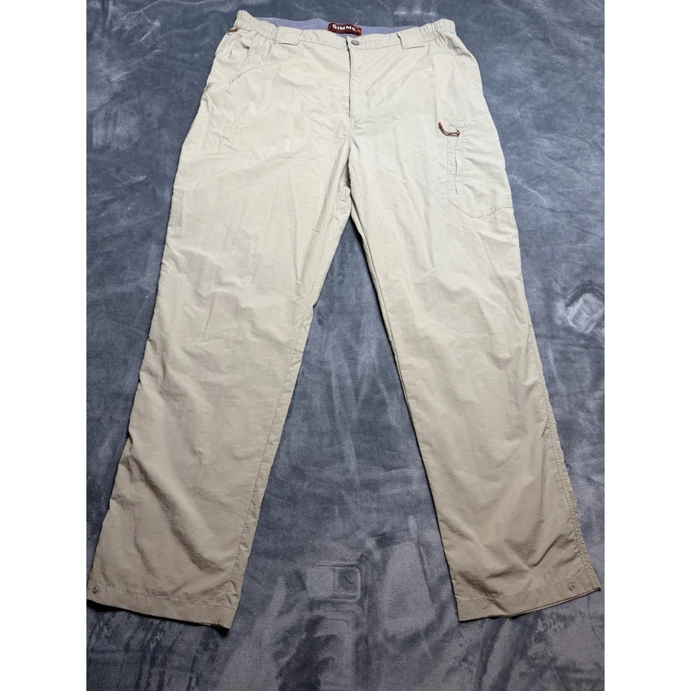 Simms Pants Mens XL Tan COR3 Cargo Nylon Fishing Hiking